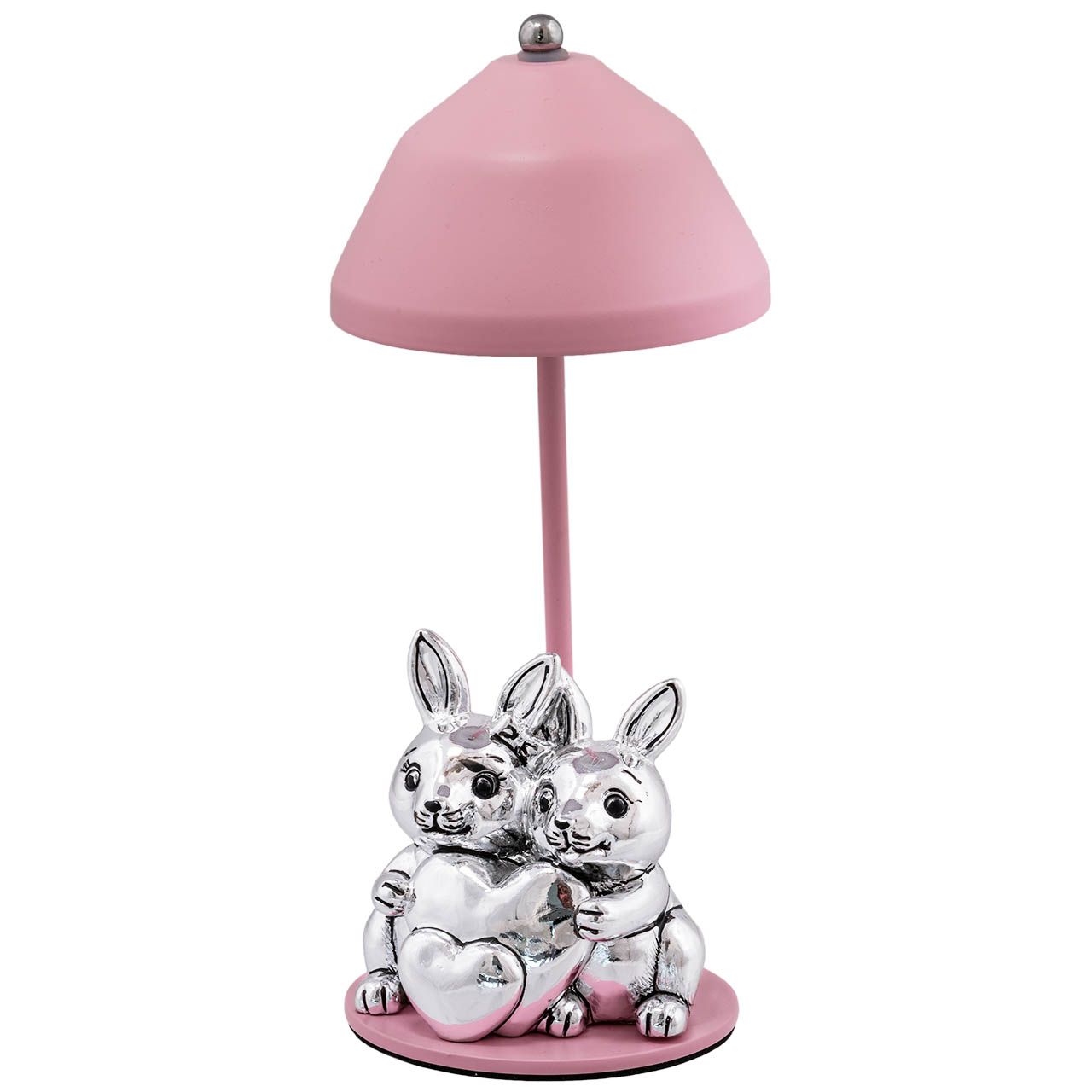 LAMPADA CON CARICA USB E COPPIA DI CONIGLI CON CUORE - ROSA